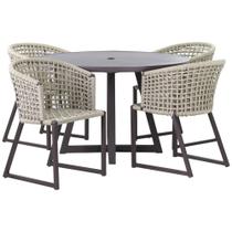 4 Cadeiras Corda Náutica Bali e Mesa Tampo Ripado em Alumínio Luxo Área, Jardim, Piscina - Trama Original 4 Cadeiras Corda Náutica Bali e Mesa Tampo Ripado em Alumínio Luxo Área, Jardim, Piscina - Trama Original