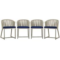 4 Cadeiras de Jantar Área Noronha em Alumínio com Pintura Fendi Corda Náutica E10 Trama Original