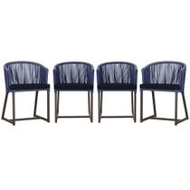 4 Cadeiras de Jantar Área Noronha em Alumínio com Pintura Marrom Corda Náutica E12 Trama Original