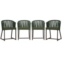 4 Cadeiras de Jantar Área Noronha em Alumínio com Pintura Marrom Corda Náutica E13 Trama Original