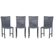 4 Cadeiras de Jantar Cannes de Alumínio com Pintura Preta e Trama Tela de Corda Náutica