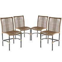 4 Cadeiras de Jantar Havaí Corda Sintética Proteção UV Sacada, Terraço, Cozinha 4 Cadeiras de Jantar Havaí Corda Sintética Proteção UV Sacada, Terraço, Cozinha