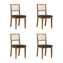 4 Cadeiras de Jantar Luxo Estofada Linho Rubi Madeira 4 Cadeiras de Jantar Luxo Estofada Linho Rubi Madeira