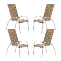 4 Cadeiras Descanso Garden em Alumínio para Área Jardim e Piscina - Trama Original
