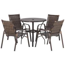 4 Cadeiras E Mesa Tampo Ripado em Alumínio - Piscina, Jardim Trama Original