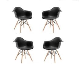 4 Cadeiras Eames com braço ARM PRETA Base DSW