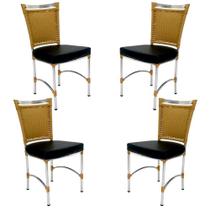 4 Cadeiras em Alumínio e Fibra Sintética JK Cozinha Edícula