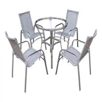 4 Cadeiras Emily e Mesa Adaptada em Alumínio para Área, Jardim, Piscina - Trama Original