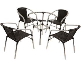 4 Cadeiras Floripa e Mesa Ascoli em Alumínio para Área, Edícula, Jardim Trama Original