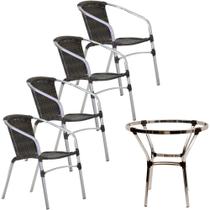 4 Cadeiras Floripa e Mesa Ascoli em Alumínio para Jardim, Piscina, Edícula Trama Original 4 Cadeiras Floripa e Mesa Ascoli em Alumínio para Jardim, Piscina, Edícula Trama Original