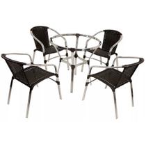 4 Cadeiras Floripa e Mesa Ascoli em Alumínio para Jardim, Piscina, Edícula Trama Original