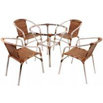 4 Cadeiras Floripa e Mesa Ascoli em Alumínio Para Jardim, Piscina, Edícula Trama Original