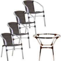 4 Cadeiras Floripa e Mesa Ascoli em Alumínio Para Jardim, Piscina, Edícula Trama 4 Cadeiras Floripa e Mesa Ascoli em Alumínio Para Jardim, Piscina, Edícula Trama
