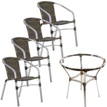 4 Cadeiras Floripa e Mesa Ascoli em Alumínio Para Jardim, Piscina, Edícula Trama 4 Cadeiras Floripa e Mesa Ascoli em Alumínio Para Jardim, Piscina, Edícula Trama