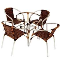 4 Cadeiras Floripa e Mesa Ascoli em Alumínio Para Jardim, Piscina, Edícula Trama