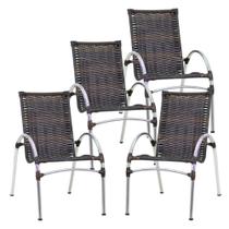 4 Cadeiras Giovana em Alumínio Para Cozinha, Área, Jardim Trama Original