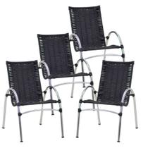 4 Cadeiras Giovana em Alumínio Para Cozinha, Área, Jardim Trama Original