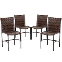 4 Cadeiras Havaí de Jantar Trama Simples Proteção Raio UV para Restaurante, Área Interna - Argila