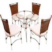 4 Cadeiras JK e Mesa em Alumínio para Cozinha, Edícula e Área Trama Original