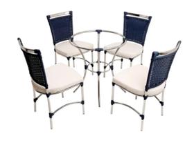 4 Cadeiras JK e Mesa em Alumínio para Cozinha, Edícula e Área Trama Original