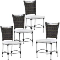 4 Cadeiras Jk Em Alumínio E Fibra Sintética Cozinha Edícula