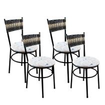 4 Cadeiras Para Cozinha Viena Cappuccino Premium Cor:Floral Areia