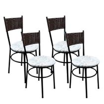 4 Cadeiras Para Cozinha Viena Marrom Cor:Floral Gelo