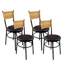 4 Cadeiras Para Cozinha Viena Palha Cor:Marrom