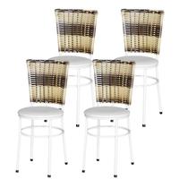 4 Cadeiras para Mesa Branca Hawai Cappuccino Premium