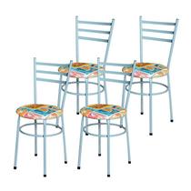 4 Cadeiras para Mesa Epoxi Cinza Assento Floral