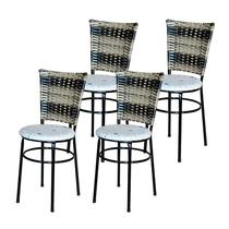 4 Cadeiras para Mesa Preta Hawai Cappuccino Premium Assento Floral