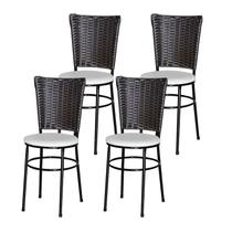 4 Cadeiras para Mesa Preta Hawai Marrom