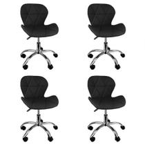 4 Cadeiras Slim Pretas Com Rodas 4 Cadeiras Slim Pretas Com Rodas
