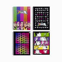 4 Cadernos Espiral Univ. Dos Rosa 1 Matéria 80fls Animativa