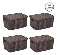 4 Caixa/cesto Mini Rattan Monte Libano 3,5 Litros Com Tampa 4 Caixa/cesto Mini Rattan Monte Libano 3,5 Litros Com Tampa