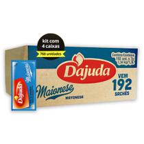 4 Caixa De Sachês Maionese DAjuda 7G 192Un Lanches Petiscos Pastéis Batata Frita