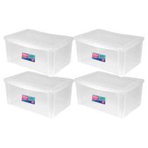 4 Caixa Organizadora Decorativa 65L Com Trava Transparente