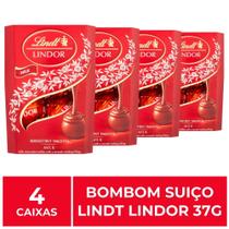 4 Caixas de 37g, Bombons de Chocolate Suiço, Lindt Lindor
