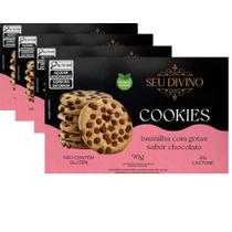 4 caixas de Cookie de Baunilha com Gotas de Chocolate Sem Glúten Seu Divino 90g