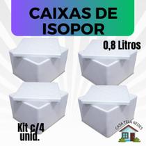 4 Caixas de Isopor EPS 0,8 litros para sorvetes e medicamentos