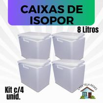4 Caixas de Isopor EPS 8 litros para Gelo, latas, Bolos de potes, salgados e medicamentos.
