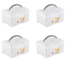 4 Caixas Para Cosméticos Utility Box C/ Alça 21x12x15cm