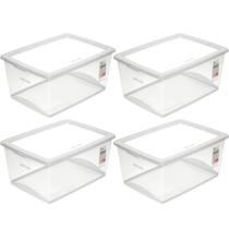 4 Caixas Plásticas 60L Organizadoras com Tampa My Closet Ordene Empilháveis