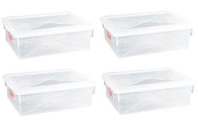 4 Caixas Plásticas C/ Tampa Organizadora Multi Uso 11 Litros 4 Caixas Plásticas C/ Tampa Organizadora Multi Uso 11 Litros