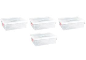 4 Caixas Plásticas C/ Tampa Organizadora Multi Uso 11 Litros
