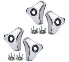 4 Calota 3 Pontas Aro 16 17,5 Metal Caminhao Rodoar + Suporte
