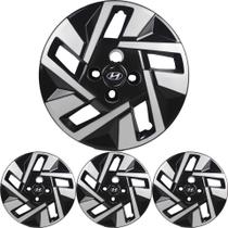 4 Calota HB20 TODOS Aro 14 Black Piano Prata Metálico + Emblema 4 Calota HB20 TODOS Aro 14 Black Piano Prata Metálico + Emblema