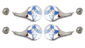 4 Calota Rodoar Estrela Azul Caminhao + Porca Cromada