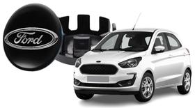 4 Calotinha Centro Roda 55mm Preto Compatível Com Ford EcoSport Fiesta Ka Focus