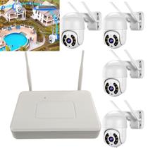 4 Cameras Sem Fio NVR DVR Microfone Alto Falante Visao Noturna Infravermelho Led App Celular Segurança Quintal Varanda Loja Rua Casa Comercio Estacion